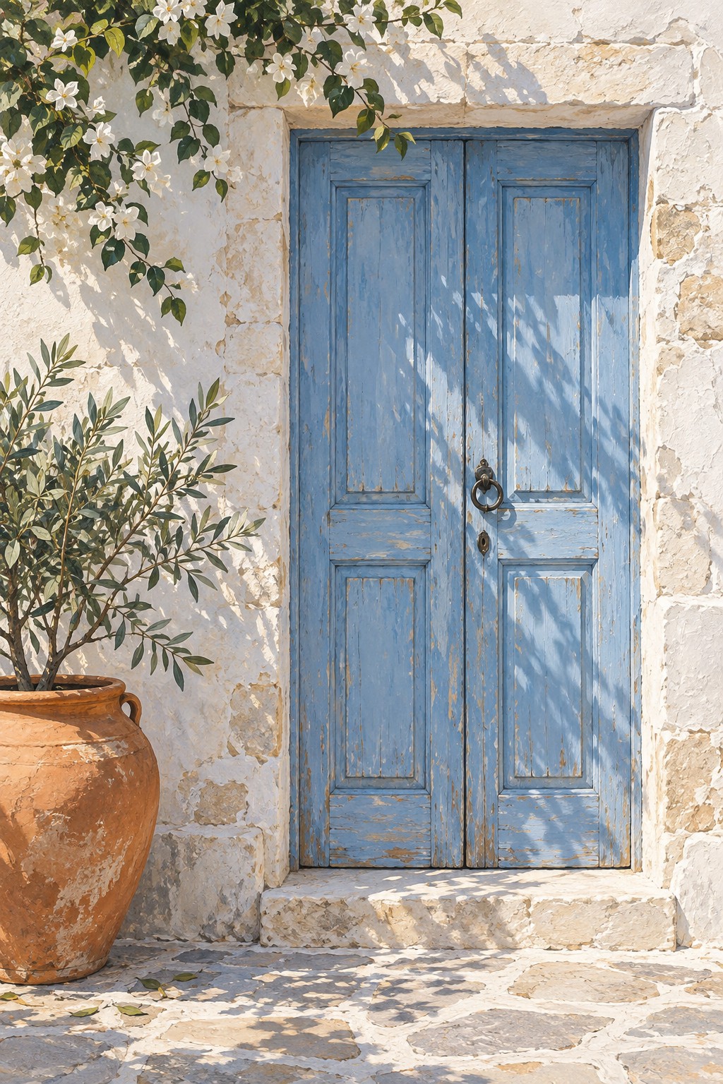 Blue Door canvas artwork — Sunlit Places