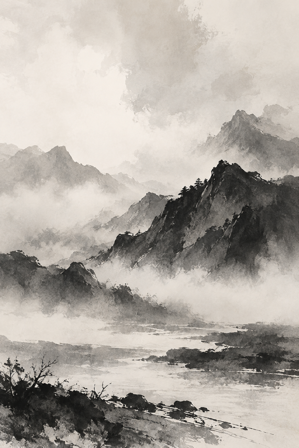 Ink Horizon canvas artwork — Monochrome Studio