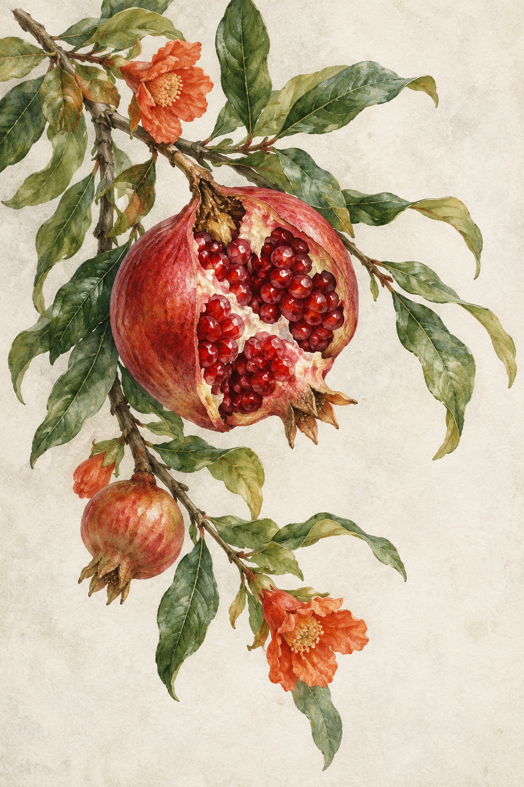 Pomegranate Branch — original canvas artwork