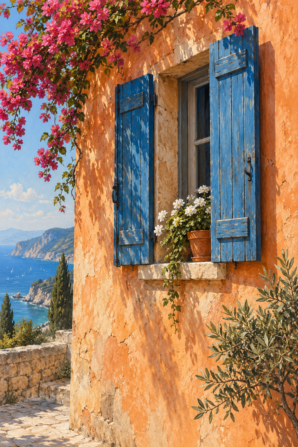 Blue Shutters — original canvas artwork