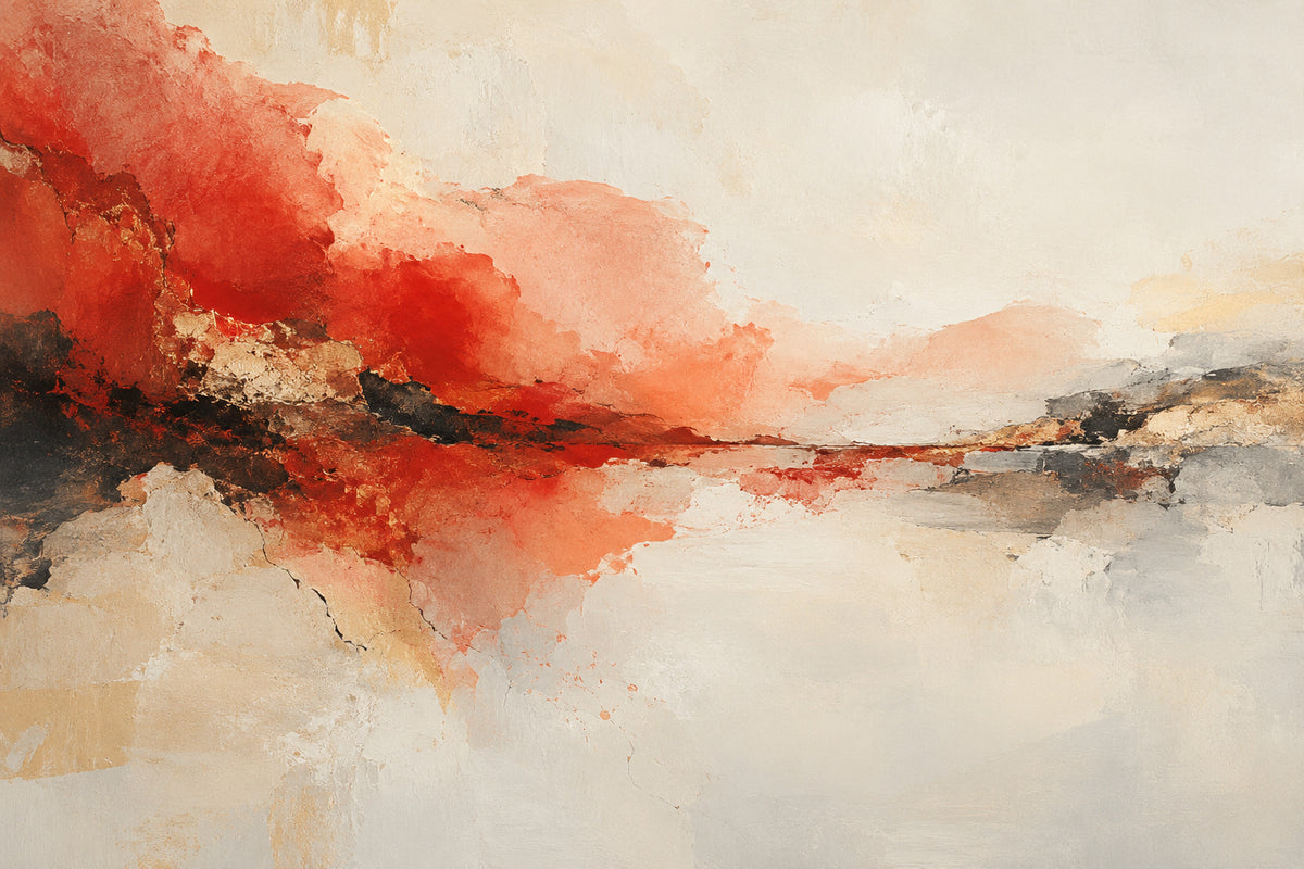 Vermilion Echo — original horizontal canvas artwork