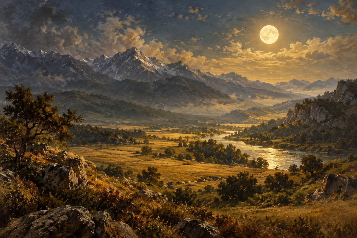 Moonlit Ridge — original horizontal canvas artwork