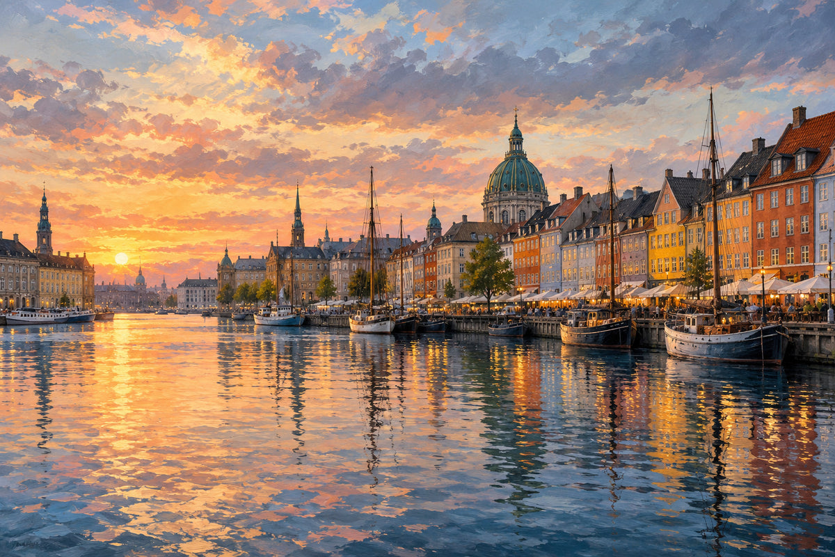 Copenhagen Harbour — original horizontal canvas artwork