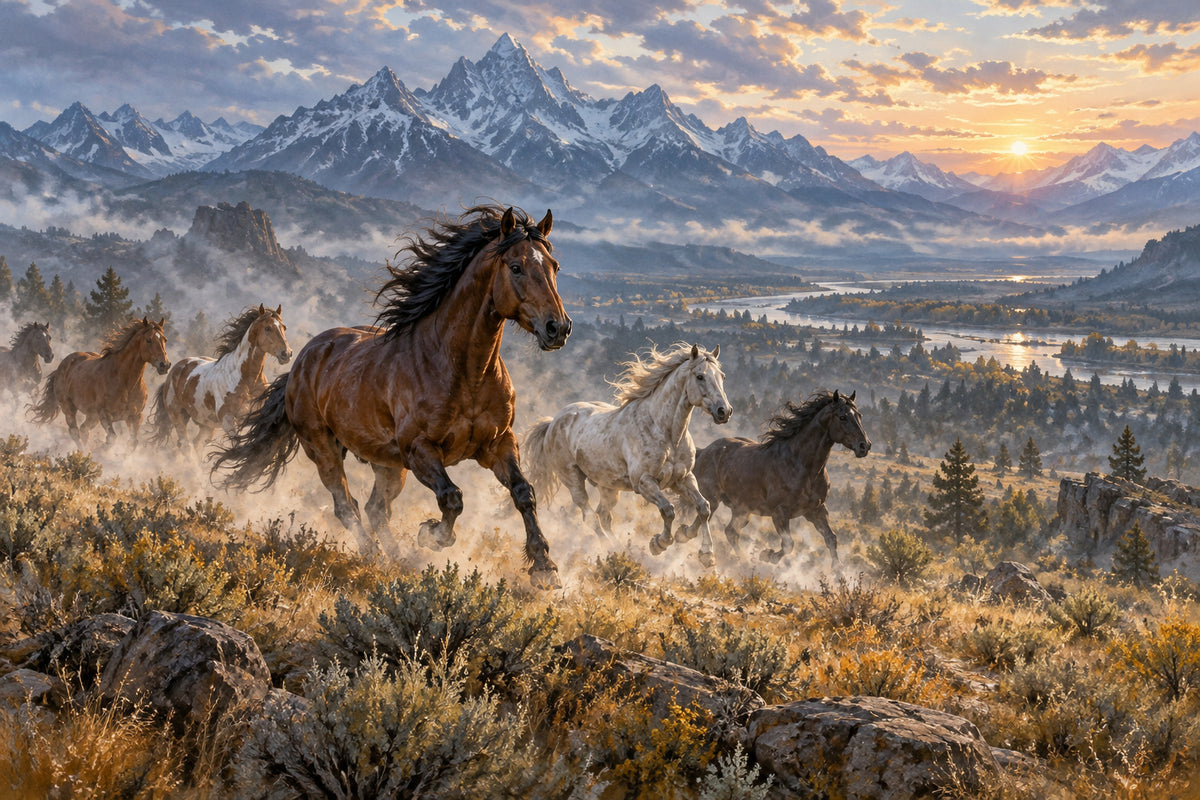 Wild Horse Run — original horizontal canvas artwork