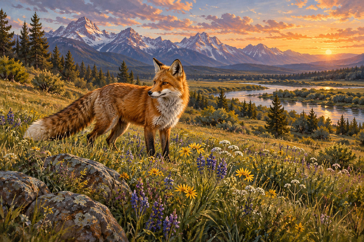 Fox In The Meadow — original horizontal canvas artwork