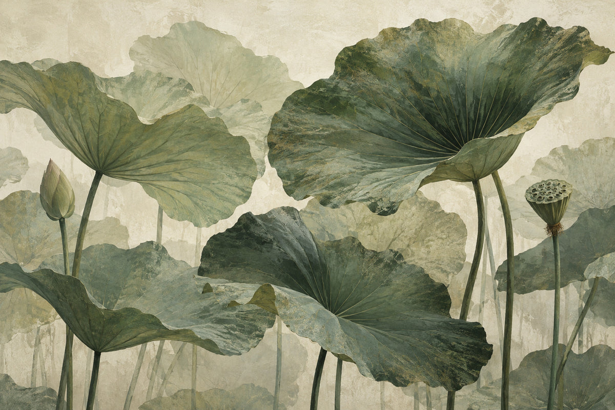 Lotus Leaves — original horizontal canvas artwork