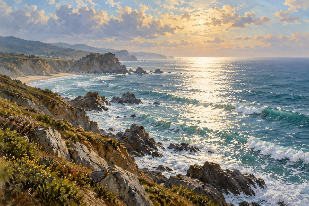 Silver Surf — original horizontal canvas artwork