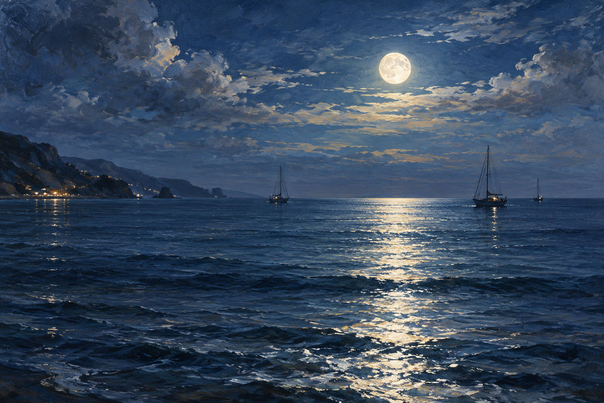 Moon Over Water — original horizontal canvas artwork