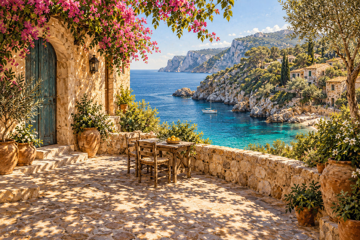 Mallorca Cove — original horizontal canvas artwork