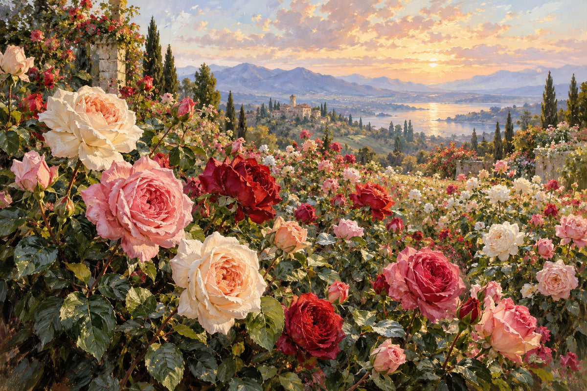 Garden Rose Symphony — original horizontal canvas artwork
