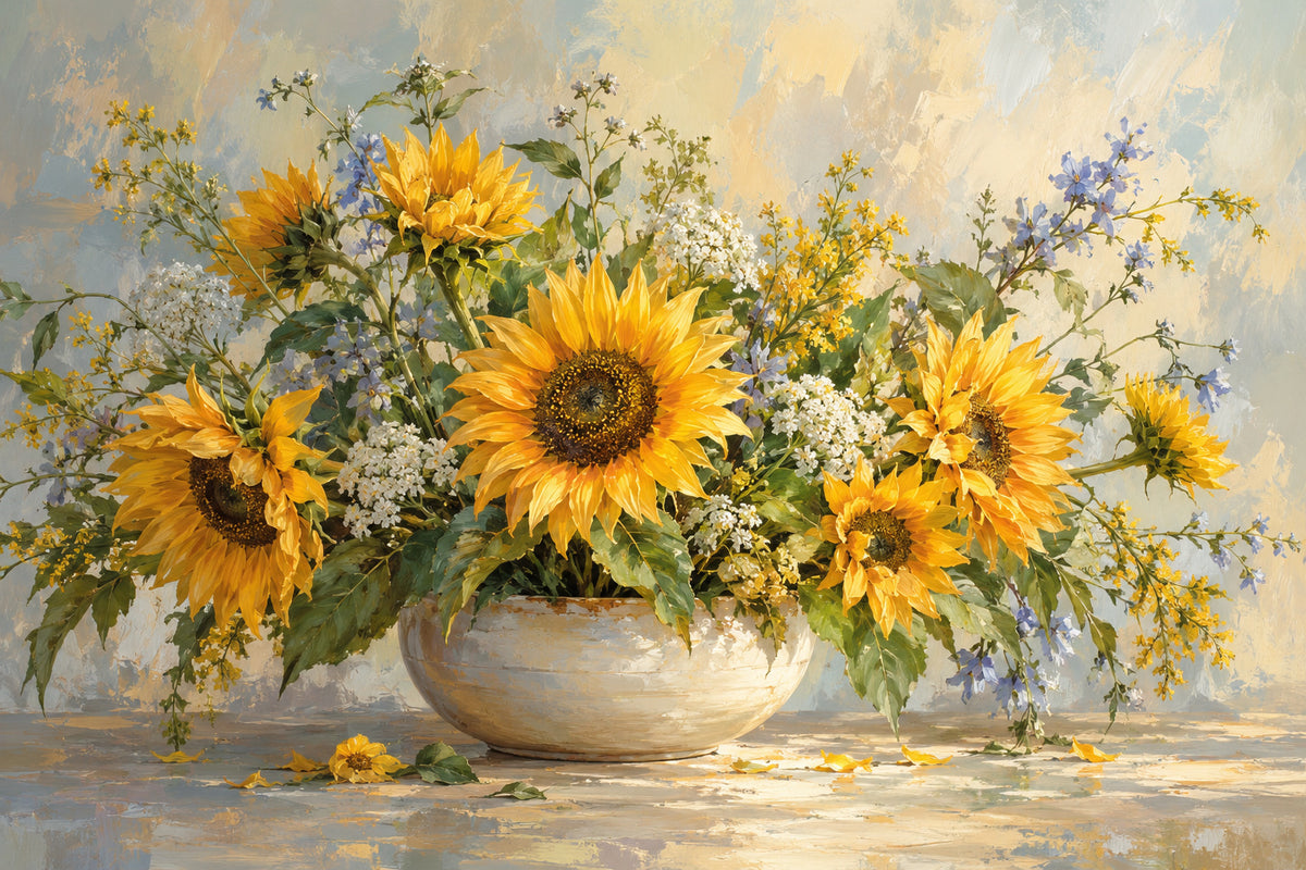 Sunflower Afternoon — original horizontal canvas artwork