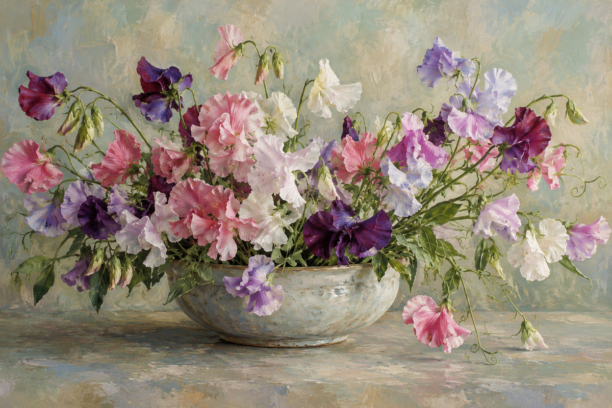 Sweet Pea Study — original horizontal canvas artwork