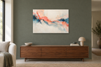 Coral Frequency — horizontal canvas in a living room, full original artwork