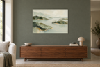 Sage Confluence — horizontal canvas in a living room, full original artwork