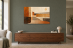 Ochre Passage — horizontal canvas in a living room, full original artwork