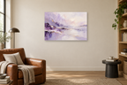 Lilac Tides — horizontal canvas in a reading corner, full original artwork