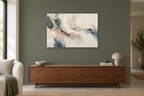 Pearl Interlude — horizontal canvas in a living room, full original artwork