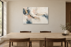 Pearl Interlude — horizontal canvas in a dining room, full original artwork