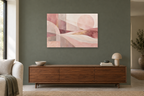 Rose Quartz Flow — horizontal canvas in a living room, full original artwork