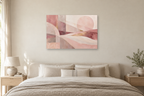Rose Quartz Flow — horizontal canvas in a bedroom, full original artwork