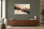 Copper Horizon — horizontal canvas in a living room, full original artwork