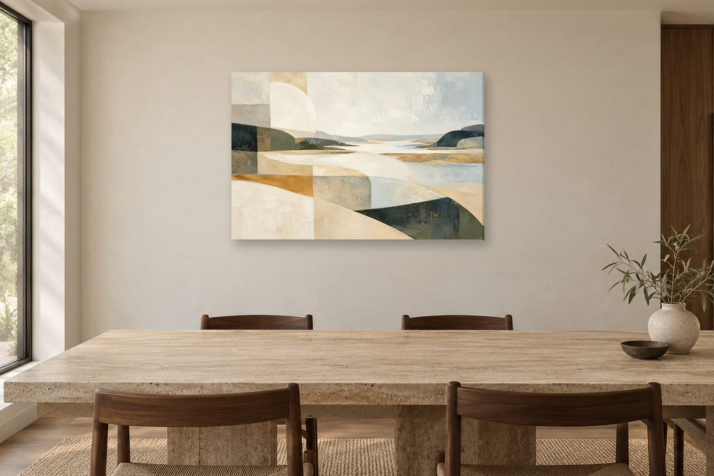 Ivory Estuary — horizontal canvas in a dining room, full original artwork