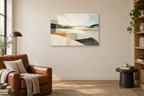 Ivory Estuary — horizontal canvas in a reading corner, full original artwork