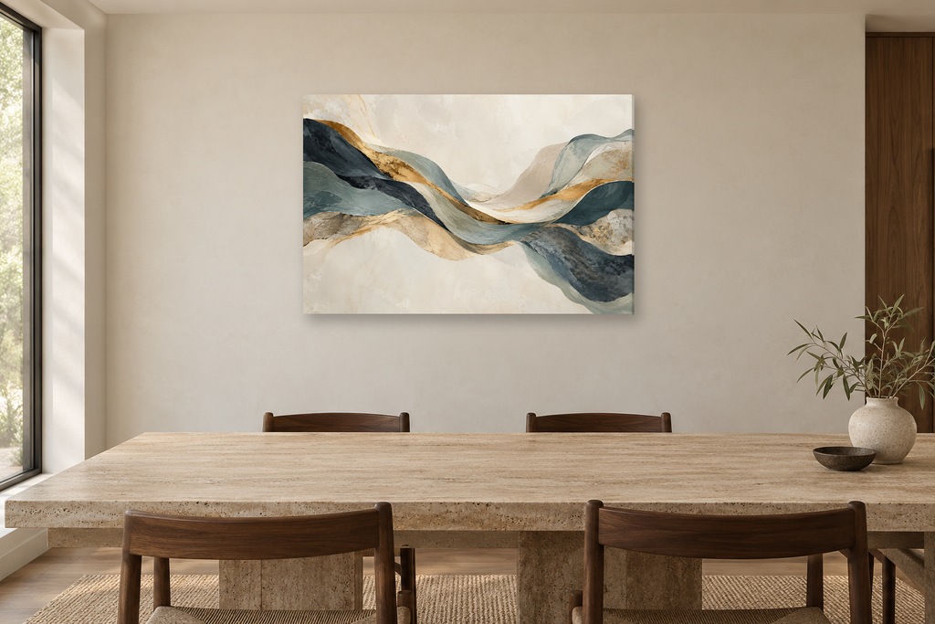 Mineral Balance — horizontal canvas in a dining room, full original artwork