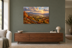 Autumn Valley — horizontal canvas in a living room, full original artwork