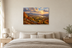 Autumn Valley — horizontal canvas in a bedroom, full original artwork