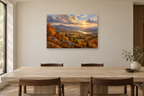 Autumn Valley — horizontal canvas in a dining room, full original artwork