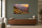 Canyon Glow — horizontal canvas in a living room, full original artwork