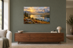 Cedar Lake — horizontal canvas in a living room, full original artwork