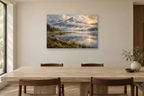 Cloud Meadow — horizontal canvas in a dining room, full original artwork