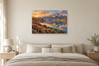 Desert Bloom — horizontal canvas in a bedroom, full original artwork