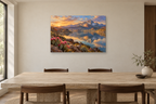 Desert Bloom — horizontal canvas in a dining room, full original artwork