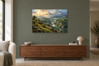 Emerald Gorge — horizontal canvas in a living room, full original artwork
