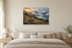 Glacier Light — horizontal canvas in a bedroom, full original artwork