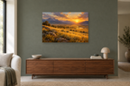 Golden Prairie — horizontal canvas in a living room, full original artwork