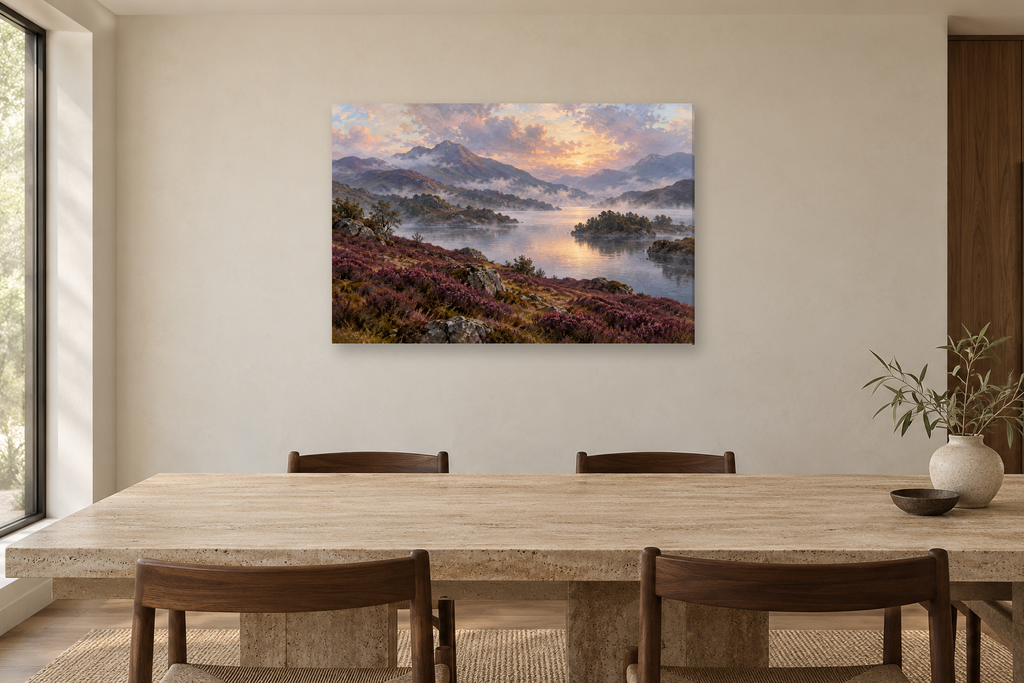 Heather Hills — horizontal canvas in a dining room, full original artwork