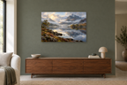 Highland Mist — horizontal canvas in a living room, full original artwork