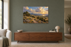 Juniper Trail — horizontal canvas in a living room, full original artwork