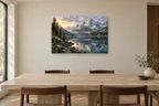 Pine Silence — horizontal canvas in a dining room, full original artwork