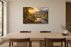 Riverbend Gold — horizontal canvas in a dining room, full original artwork