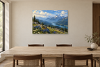 Snowline Blue — horizontal canvas in a dining room, full original artwork
