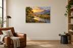Willow Waters — horizontal canvas in a reading corner, full original artwork