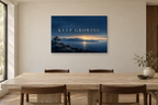 Keep Growing — horizontal canvas in a dining room, full original artwork