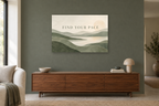 Find Your Pace — horizontal canvas in a living room, full original artwork