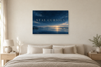 Stay Curious — horizontal canvas in a bedroom, full original artwork