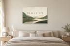Small Steps — horizontal canvas in a bedroom, full original artwork